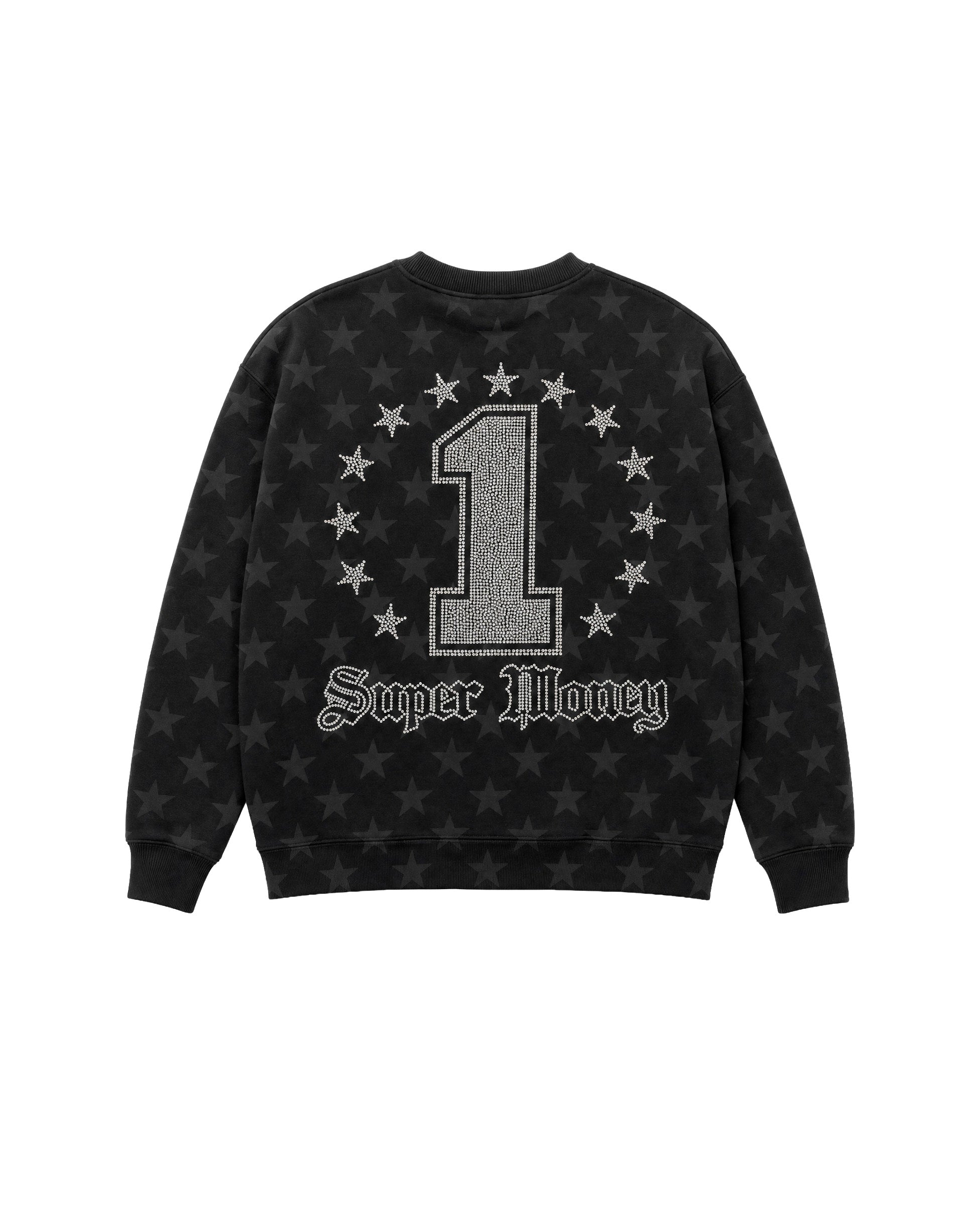 Art Super Money Kids Felpa Nero Fantasia Stelle Stampa Grillz Strass per Bambini