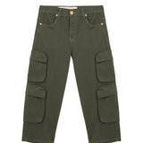 Yes London Pantalone Cargo Verde Militare per Bambini
