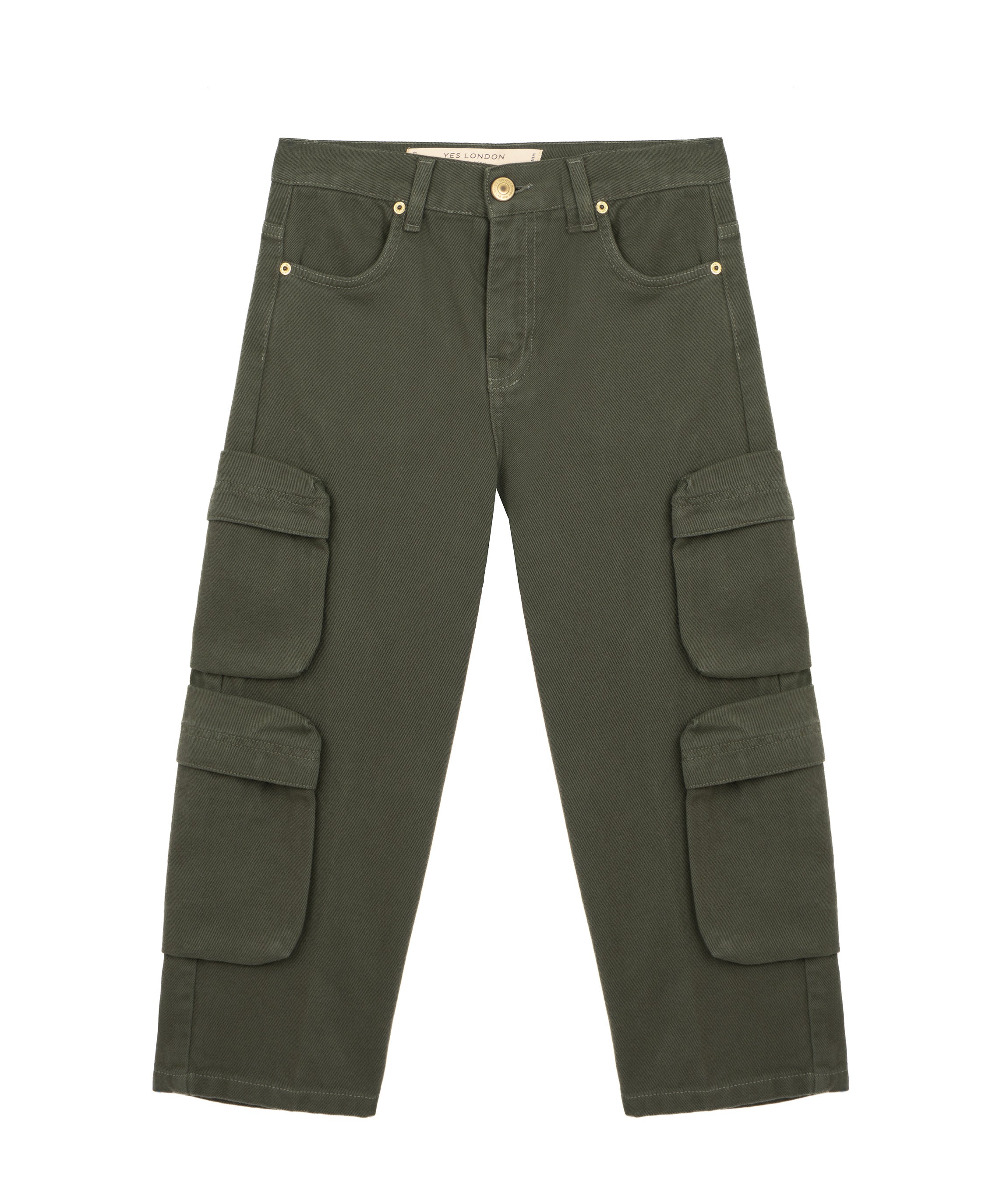 Yes London Pantalone Cargo Verde Militare per Bambini