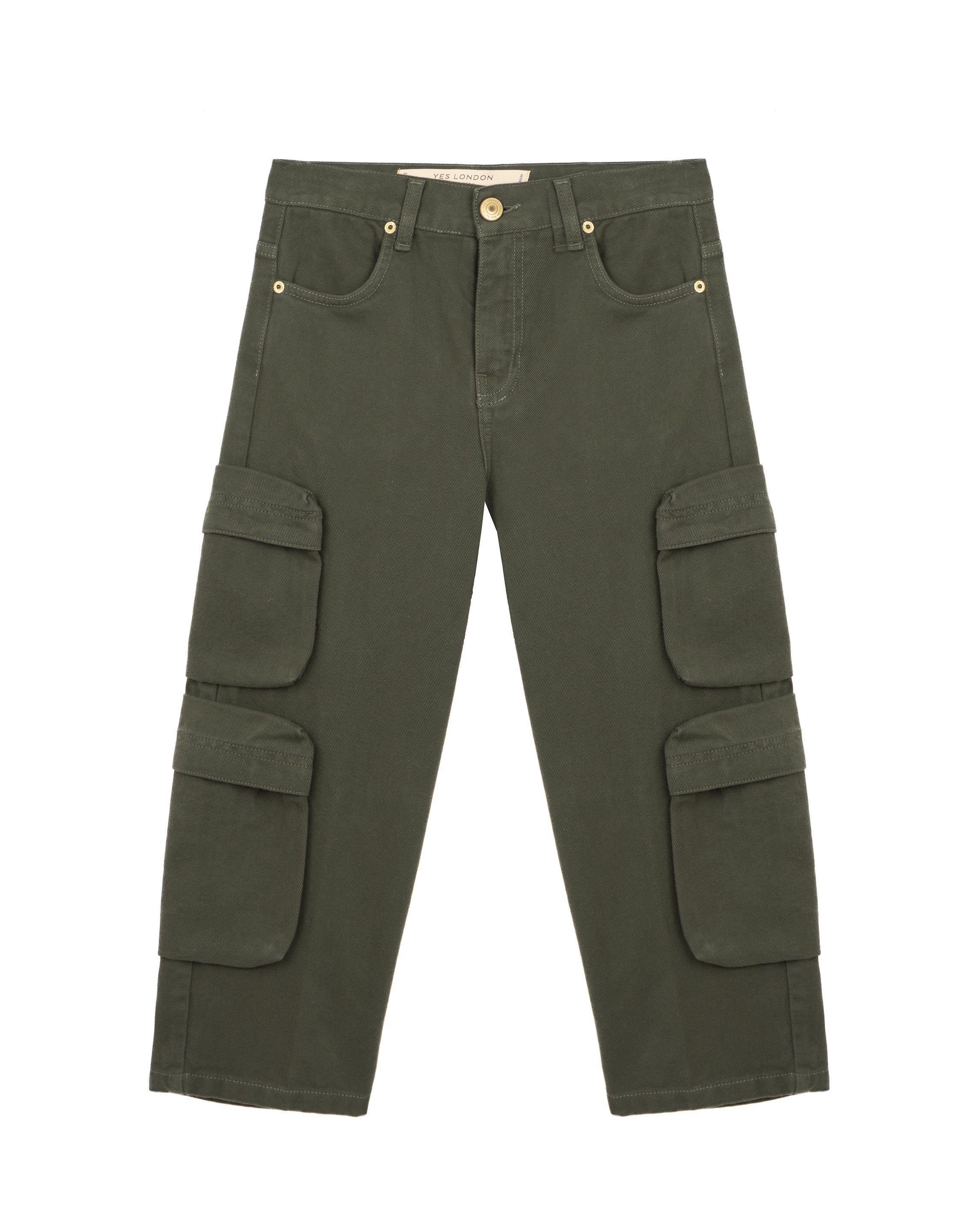 Yes London Pantalone Cargo Verde Militare per Bambini