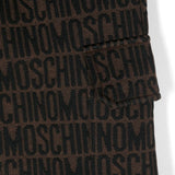 Moschino Kids Pantaloni Marroni in Tuta con Logo Monogram per Bambini (dettaglio)