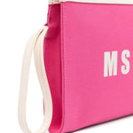 Msgm Kids Borsa Clutch Fuxia con Stampa Logo