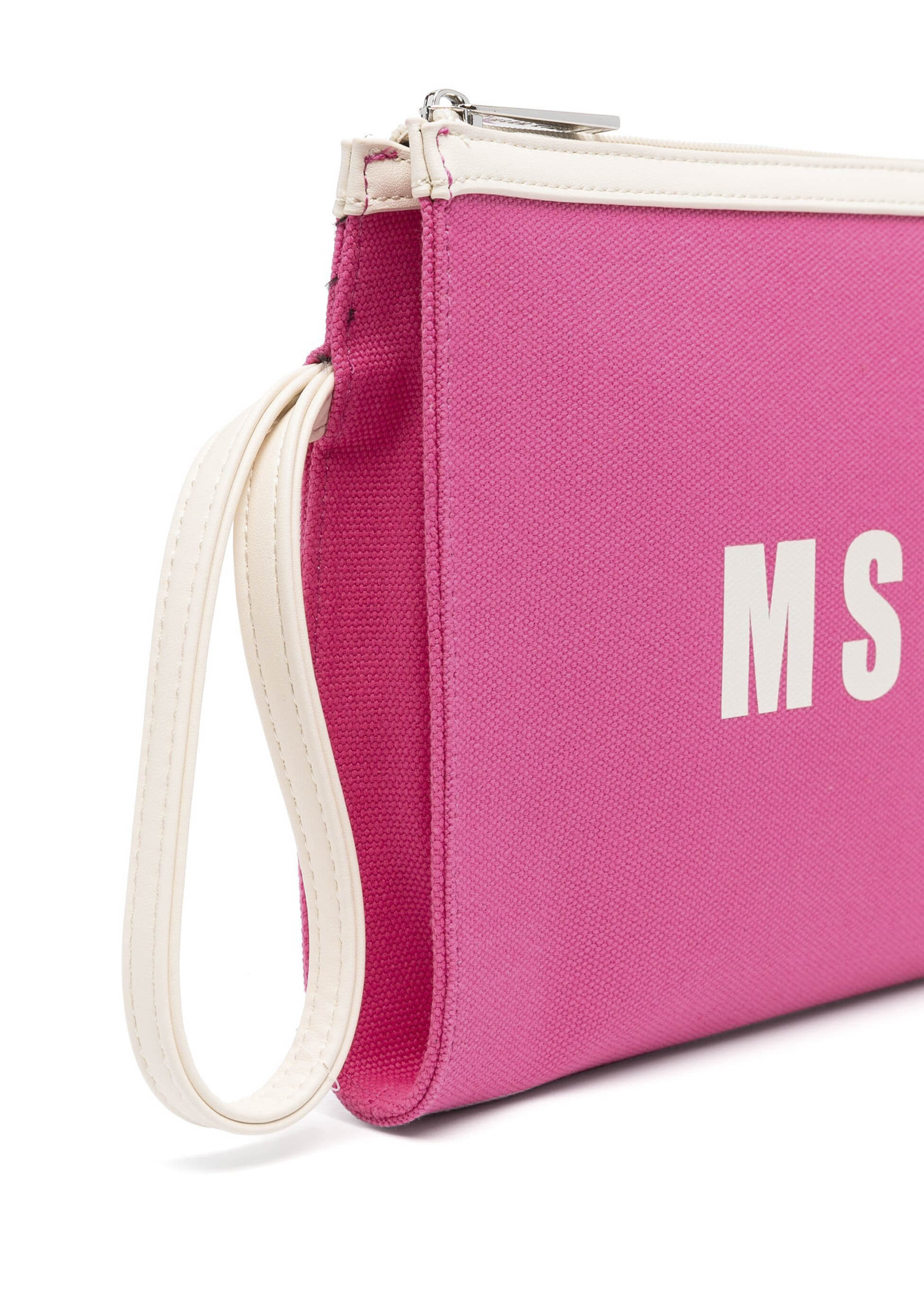 Msgm Kids Borsa Clutch Fuxia con Stampa Logo