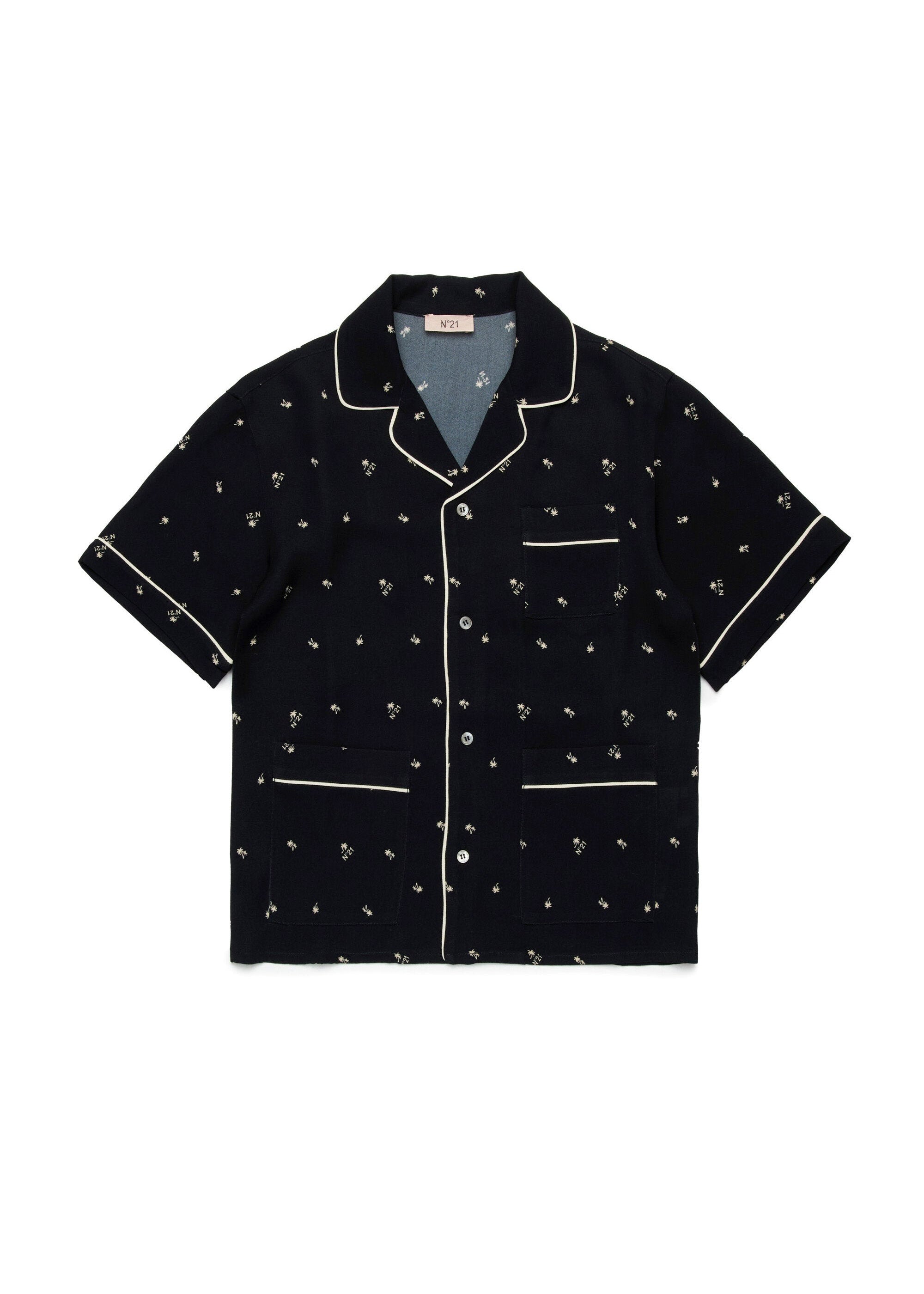 N°21 Kids Camicia Nera All over Palms per Bambine