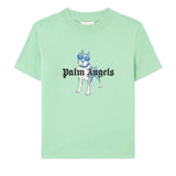 Palm Angels T-Shirt Verde con Stampa Dog per Bambini