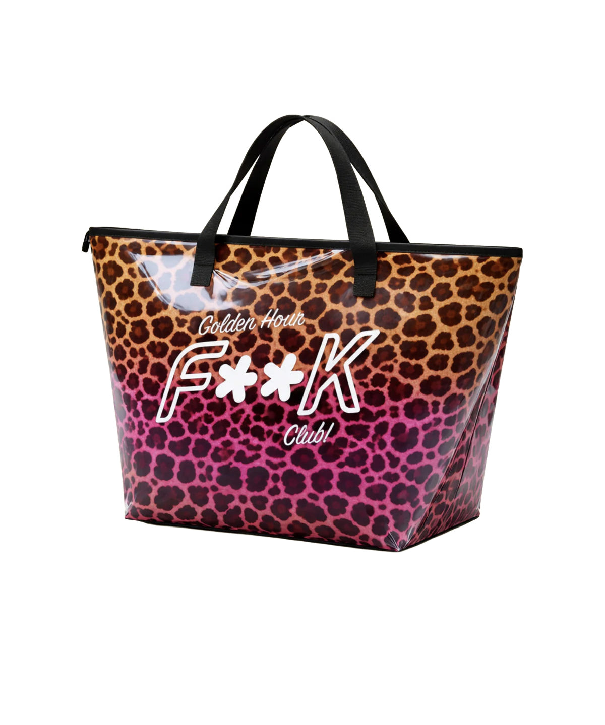 F**K Kids Maxi Borsa Mare Fantasia Leopardato Rosa con Logo per Bambine