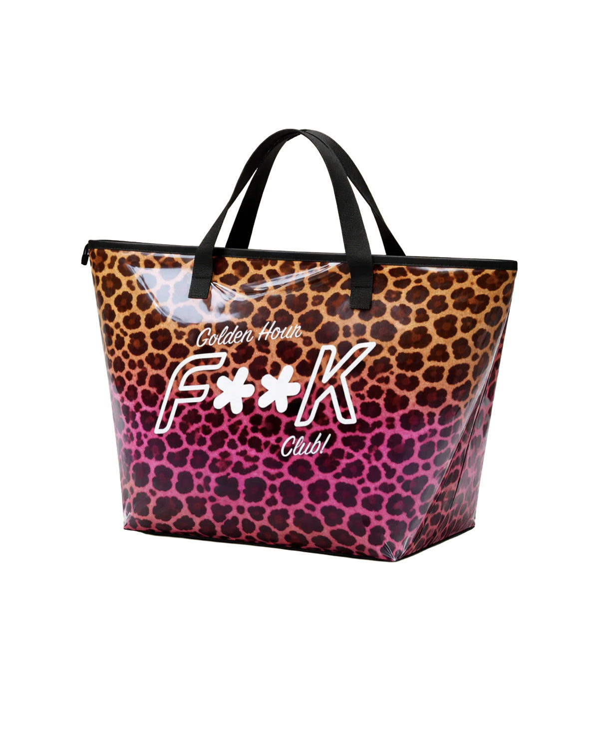 F**K Kids Maxi Borsa Mare Fantasia Leopardato Rosa con Logo per Bambine