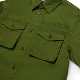 Dsquared2 Kids Camicia Verde Militare per Bambini (dettaglio)