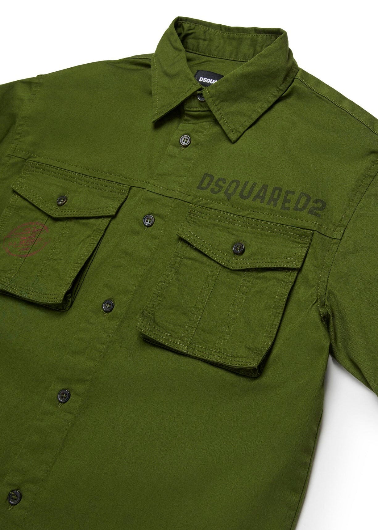 Dsquared2 Kids Camicia Verde Militare per Bambini (dettaglio)