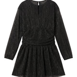 Patrizia Pepe Kids Abito Nero Brillantinato con Charm Logo per Bambine