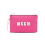 Msgm Kids Borsa Clutch Fuxia con Stampa Logo