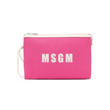 Msgm Kids Borsa Clutch Fuxia con Stampa Logo