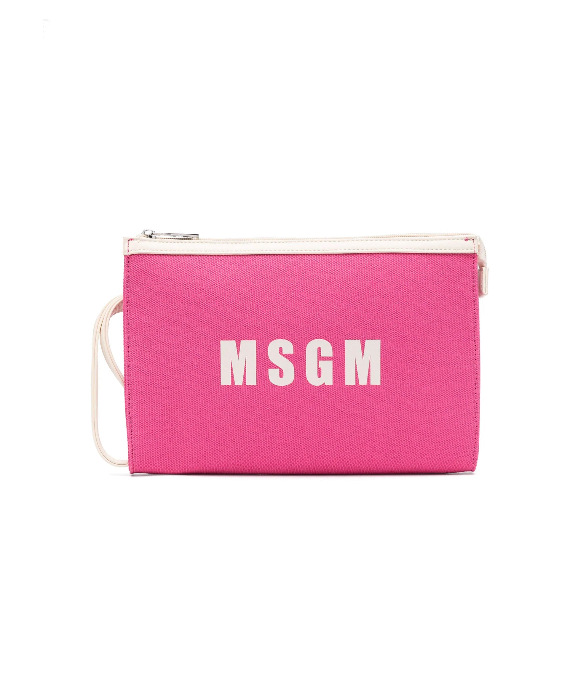 Msgm Kids Borsa Clutch Fuxia con Stampa Logo