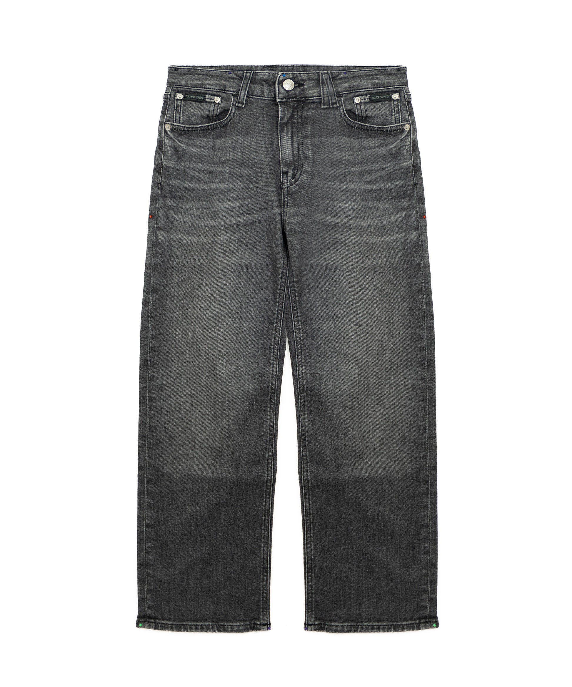 Calvin Klein Kids Jeans Denim Grigio Effetto Stone Wash per Bambini