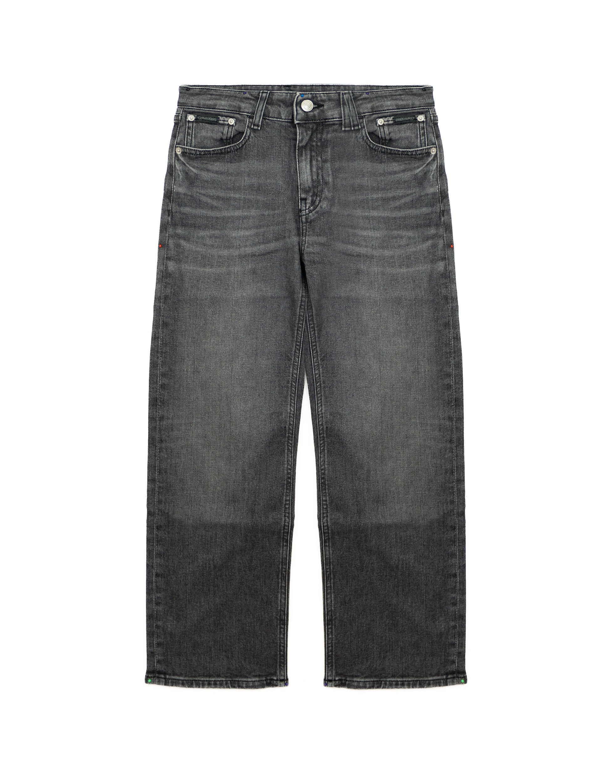 Calvin Klein Kids Jeans Denim Grigio Effetto Stone Wash per Bambini