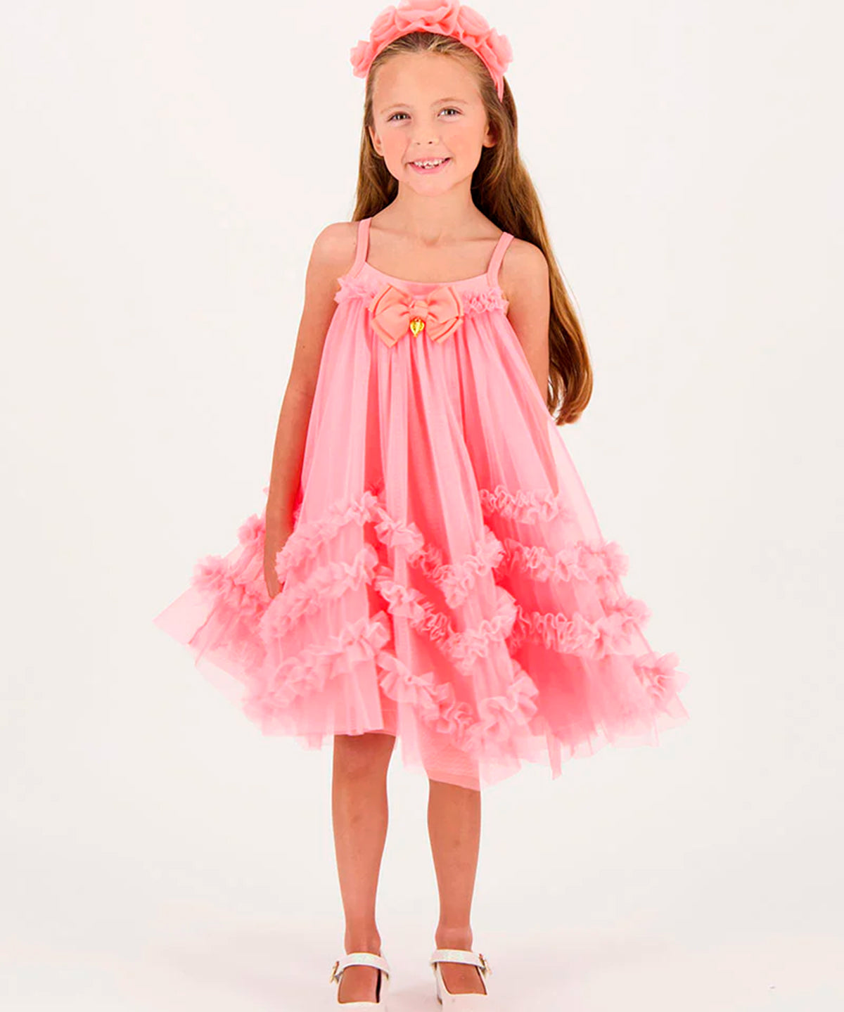 Angel's Face Abito Corallo in Tulle per Bambine