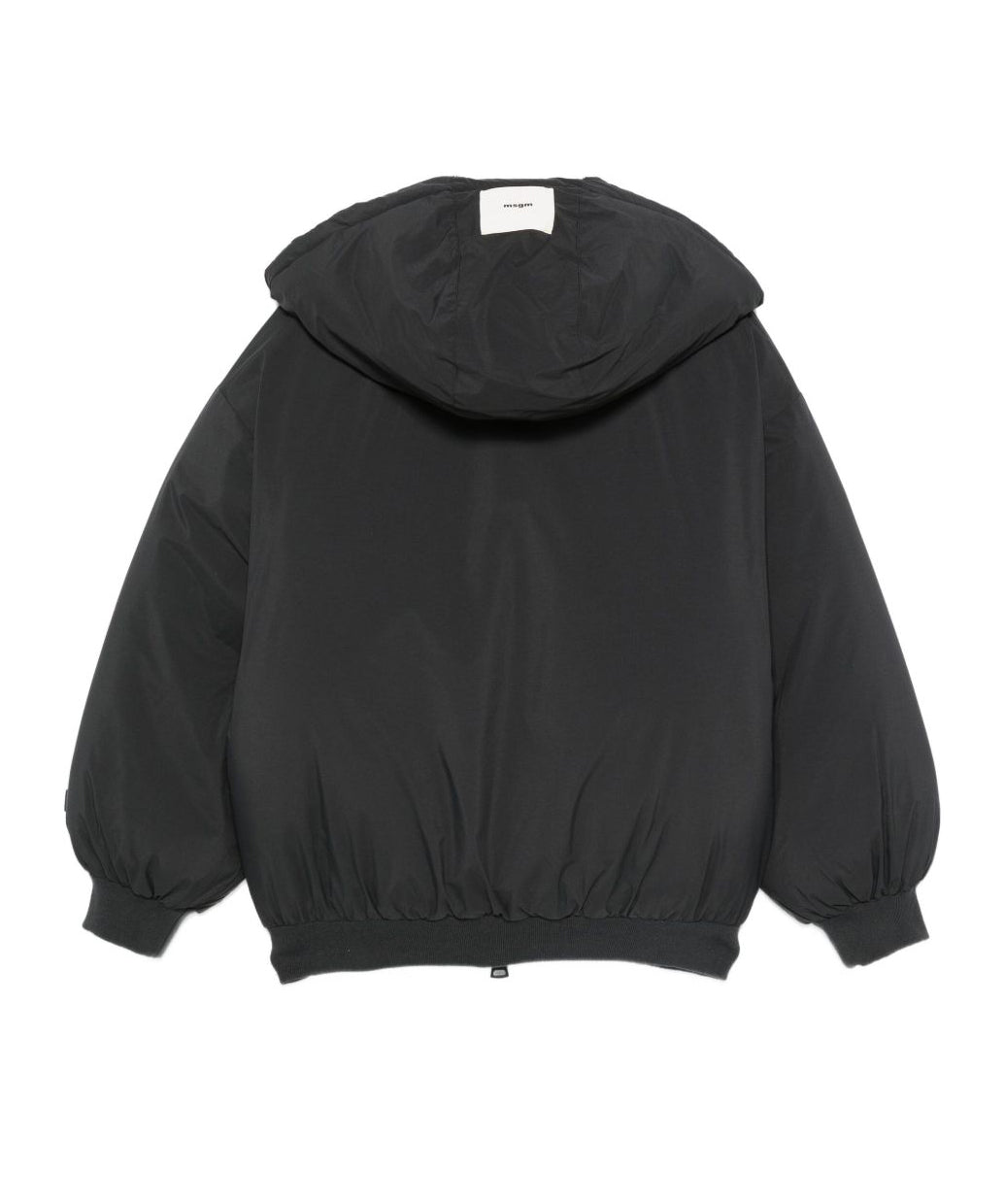MSGM Kids Piumino Nero con Cappuccio e Zip frontale per Bambini