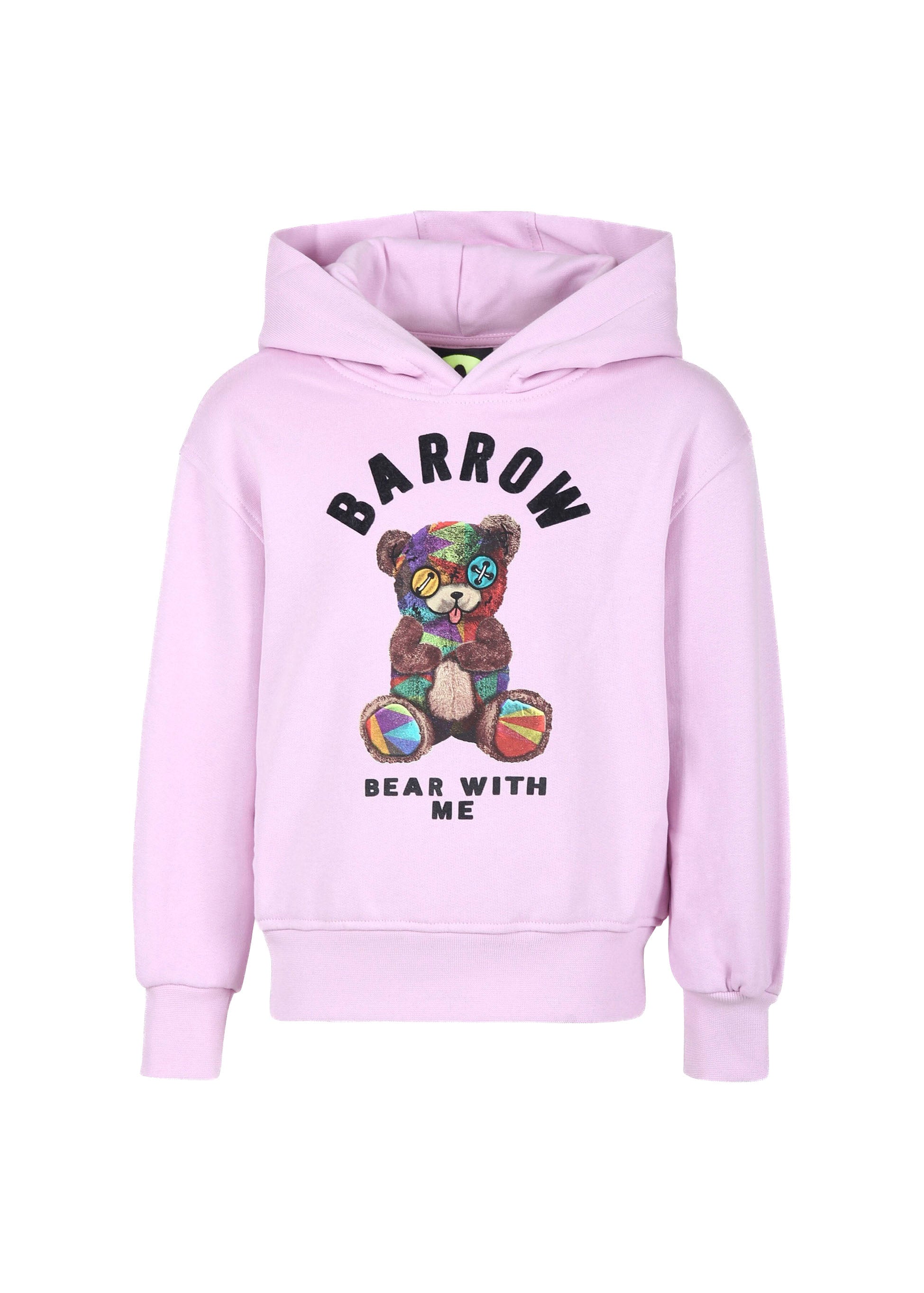 Barrow Kids Felpa Lavanda con Cappuccio con Stampa per Bambine