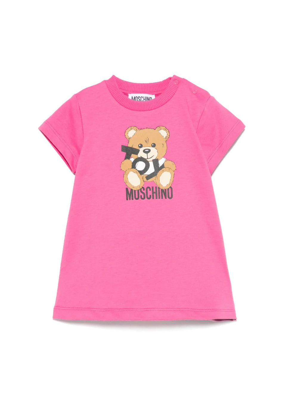 Moschino Kids Abito Fucsia con Stampa Toy per Neonate