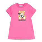 Moschino Kids Abito Fucsia con Stampa Toy per Neonate