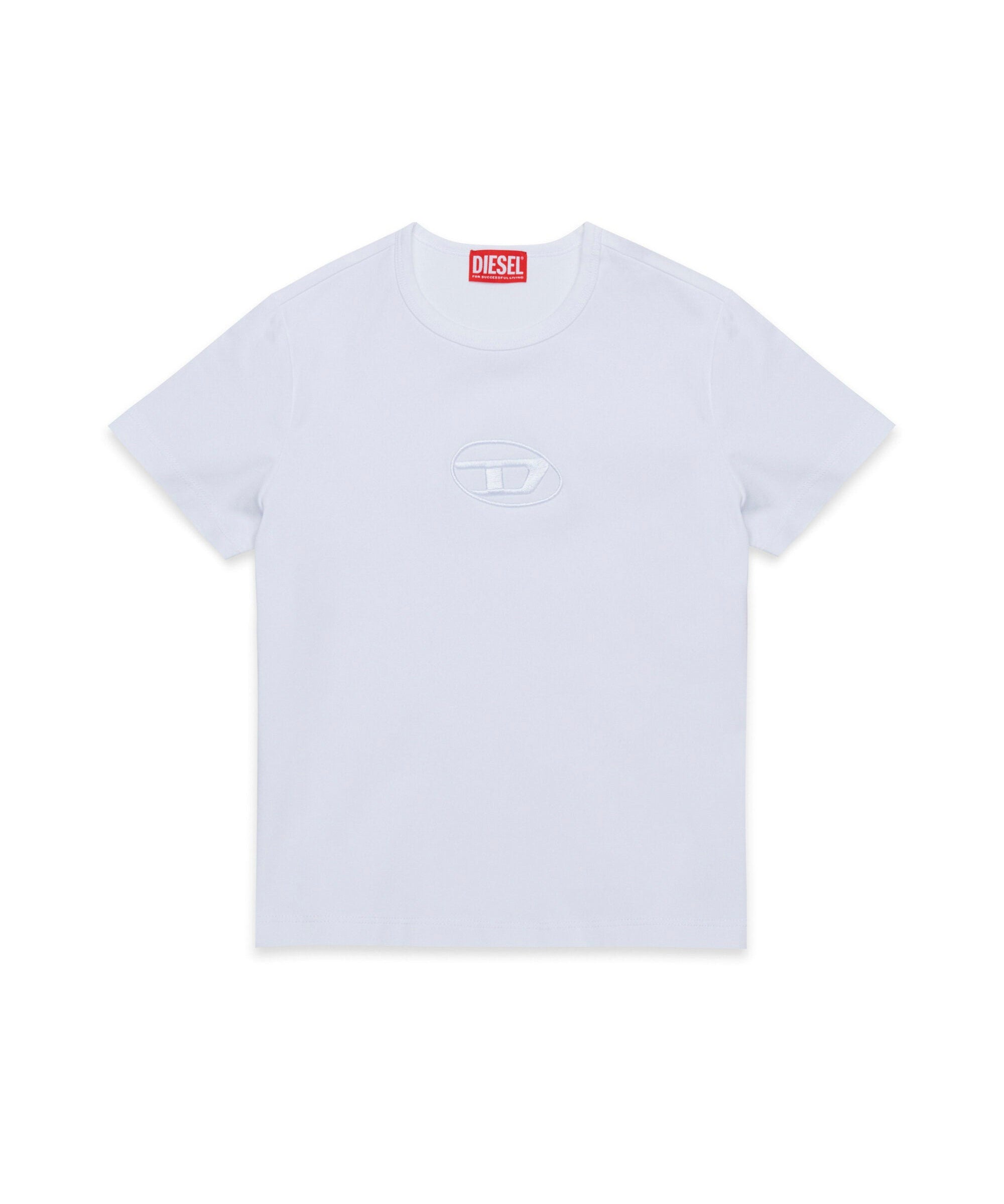 Diesel Kids T-shirt Bianca con Ricamo Oval D per Bambine