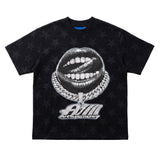 ArtSuperMoney Kids T-Shirt Nero Stampa Grillz con Strass per Bambini