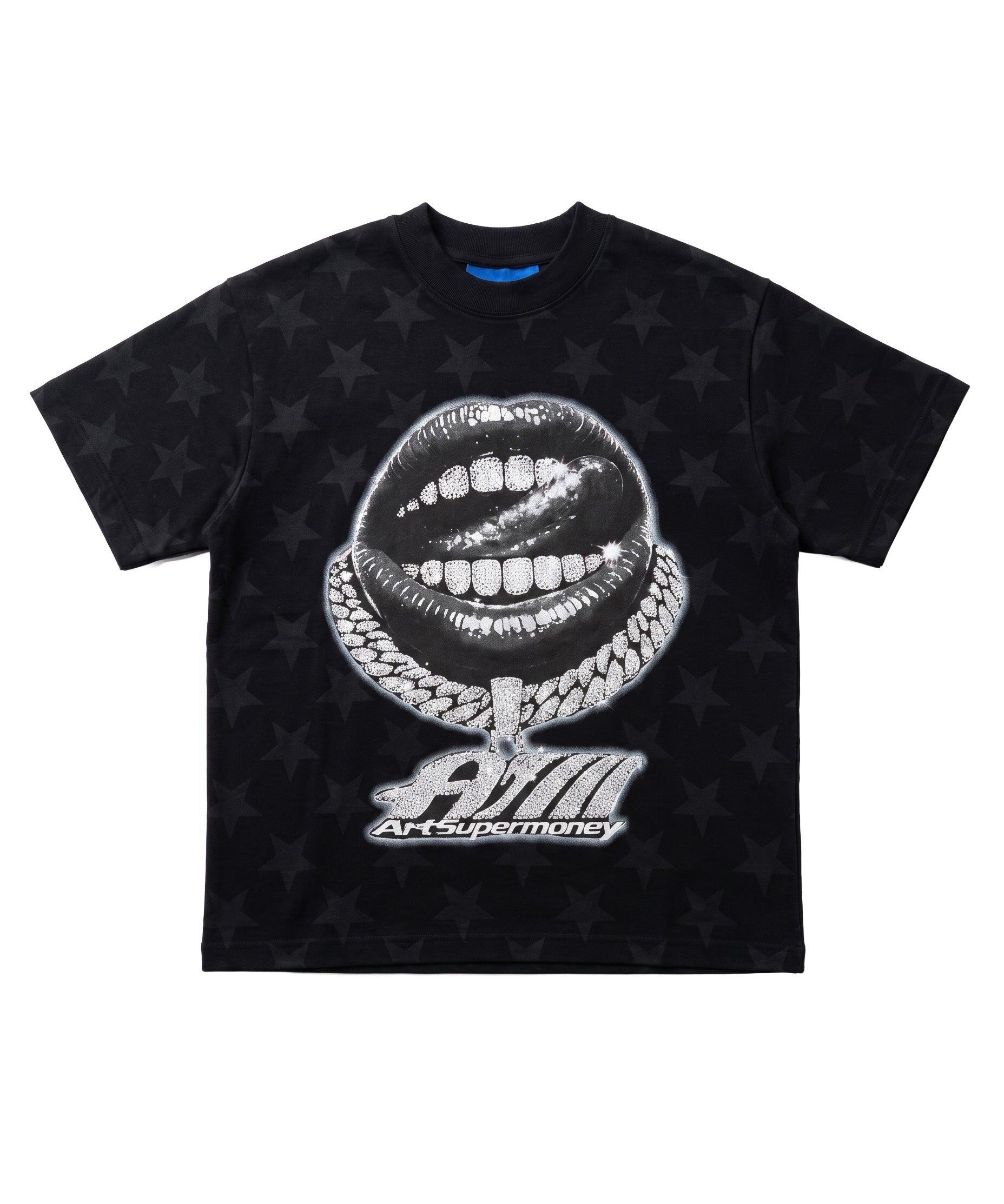 ArtSuperMoney Kids T-Shirt Nero Stampa Grillz con Strass per Bambini