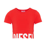 Diesel Kids T-Shirt Rosso con Logo Bianco per Bambine
