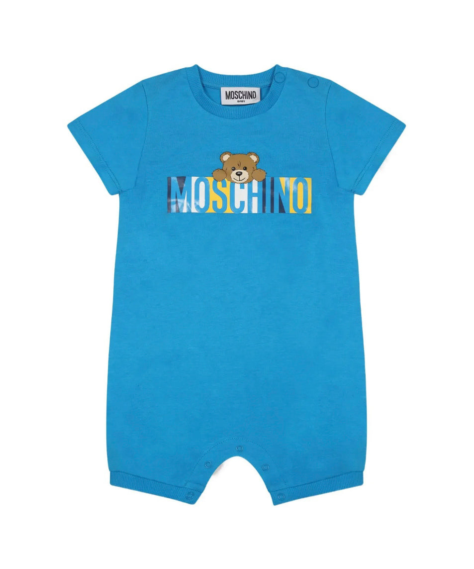 Moschino Kids Tutina Bluette con Stampa Colorful per Neonati