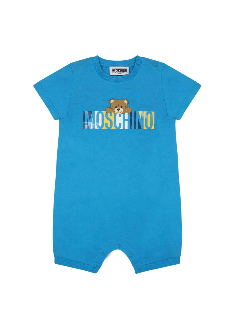 Moschino Kids Tutina Bluette con Stampa Colorful per Neonati