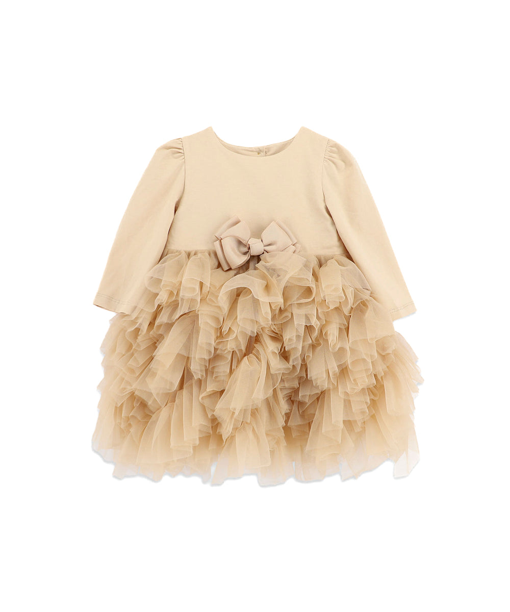 Angel's Face Abito Sabbia con Tulle per Neonate