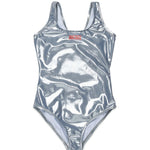 Diesel Kids Costume Intero Argento con Stampa Logo per Bambine