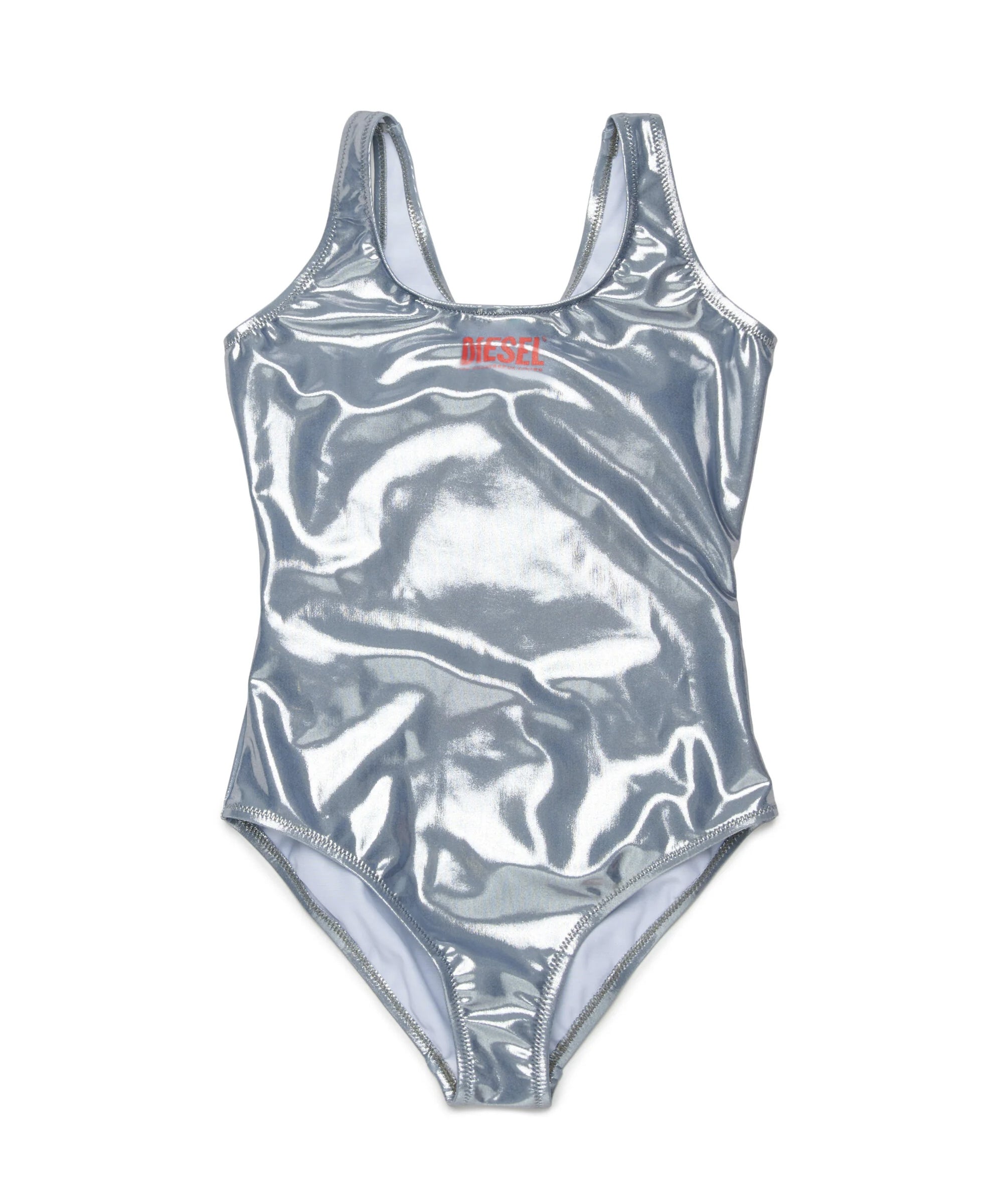 Diesel Kids Costume Intero Argento con Stampa Logo per Bambine