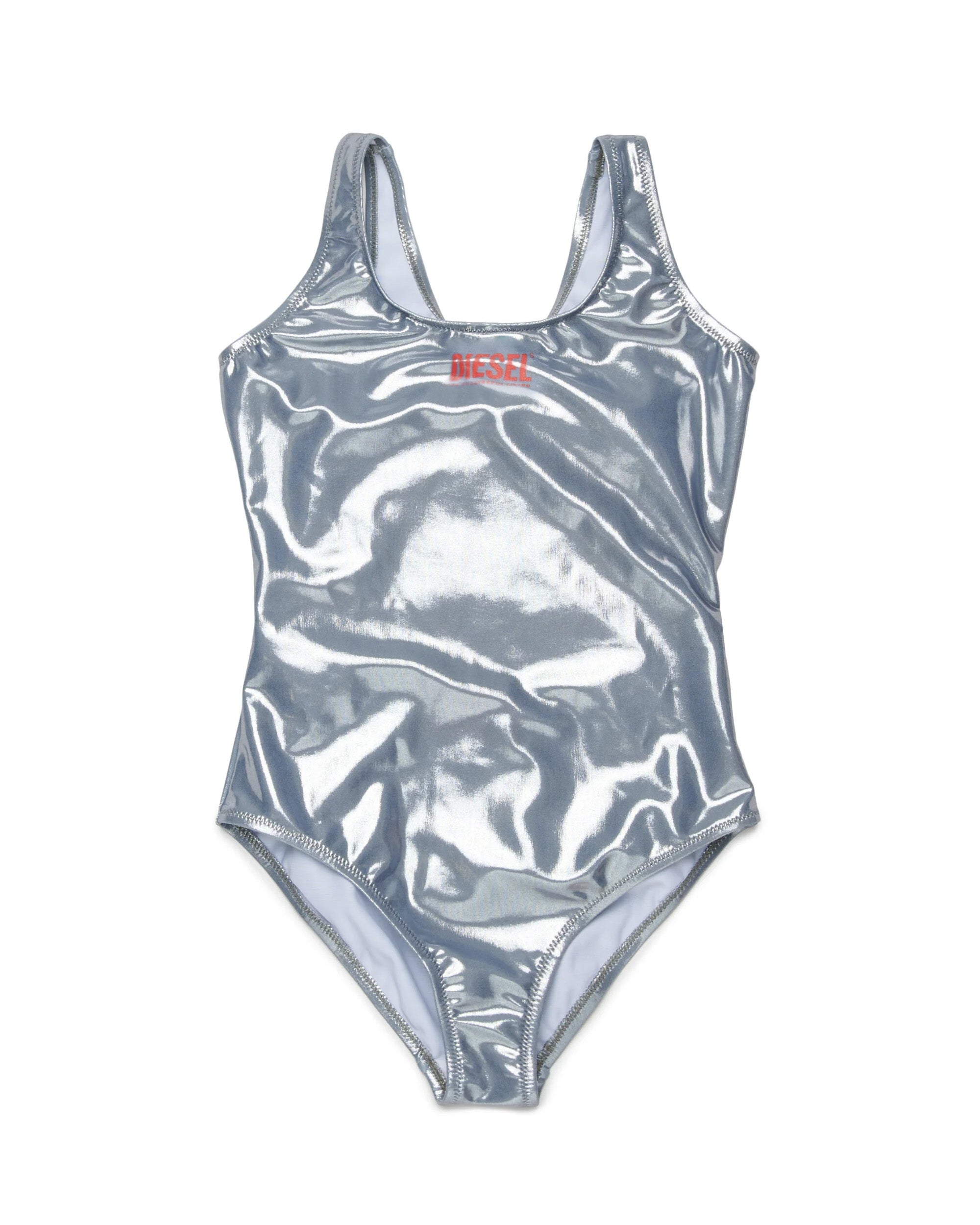 Diesel Kids Costume Intero Argento con Stampa Logo per Bambine