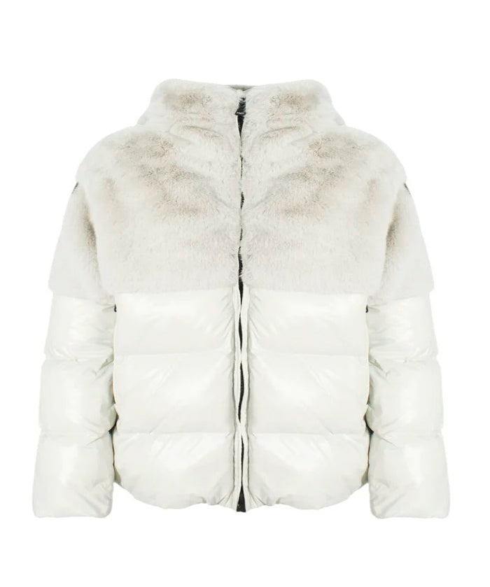 Blauer Kids Giubbino in Misto Nylon/Pelliccia Panna Fanevil Junior per Bambine