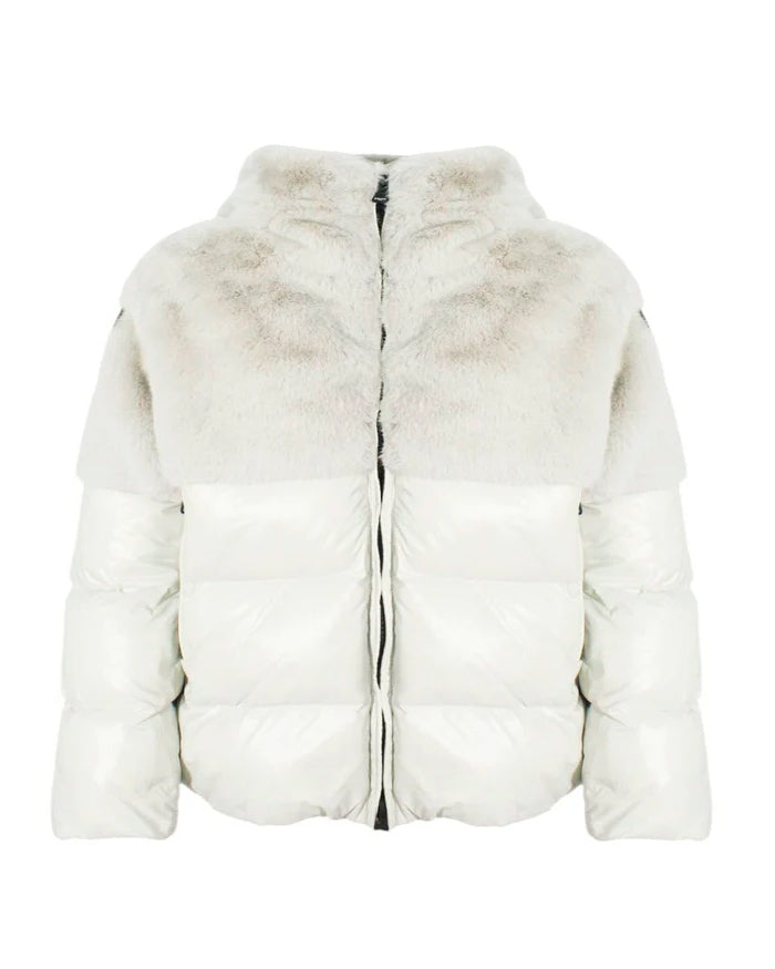 Blauer Kids Giubbino in Misto Nylon/Pelliccia Panna Fanevil Junior per Bambine