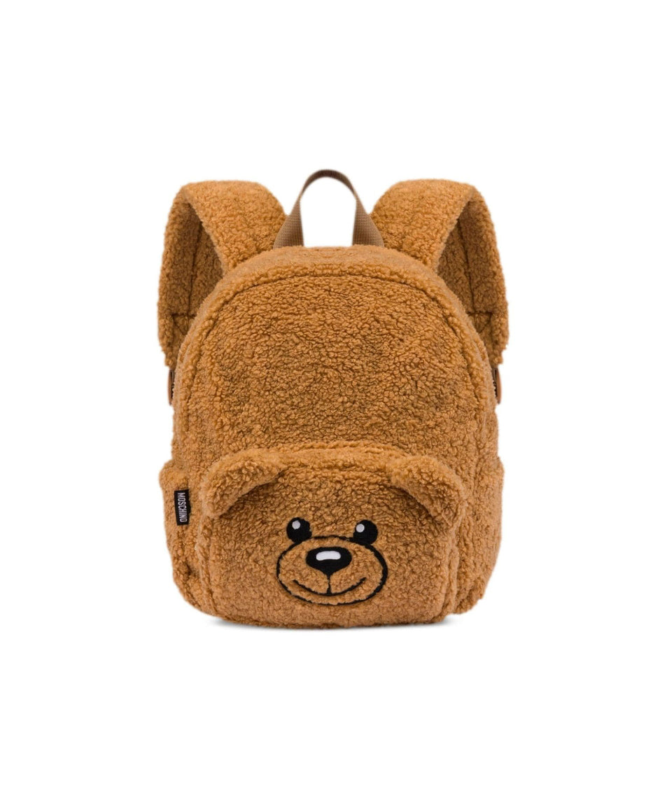 Moschino Kids Zaino Teddy Bear in Peluche Marrone per Neonati