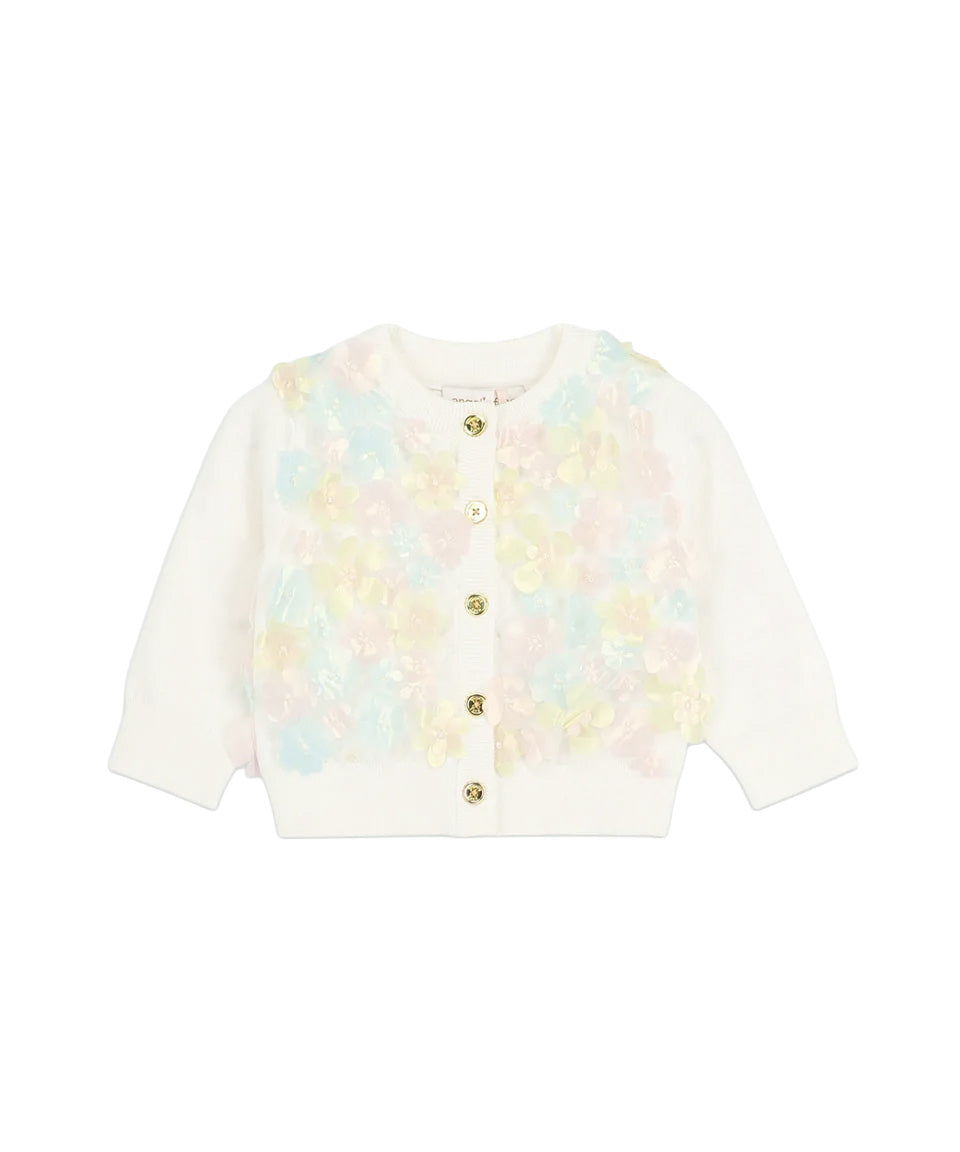 Angel's Face Kids Chris Cardigan Panna con Applicazioni Multicolor per Neonate