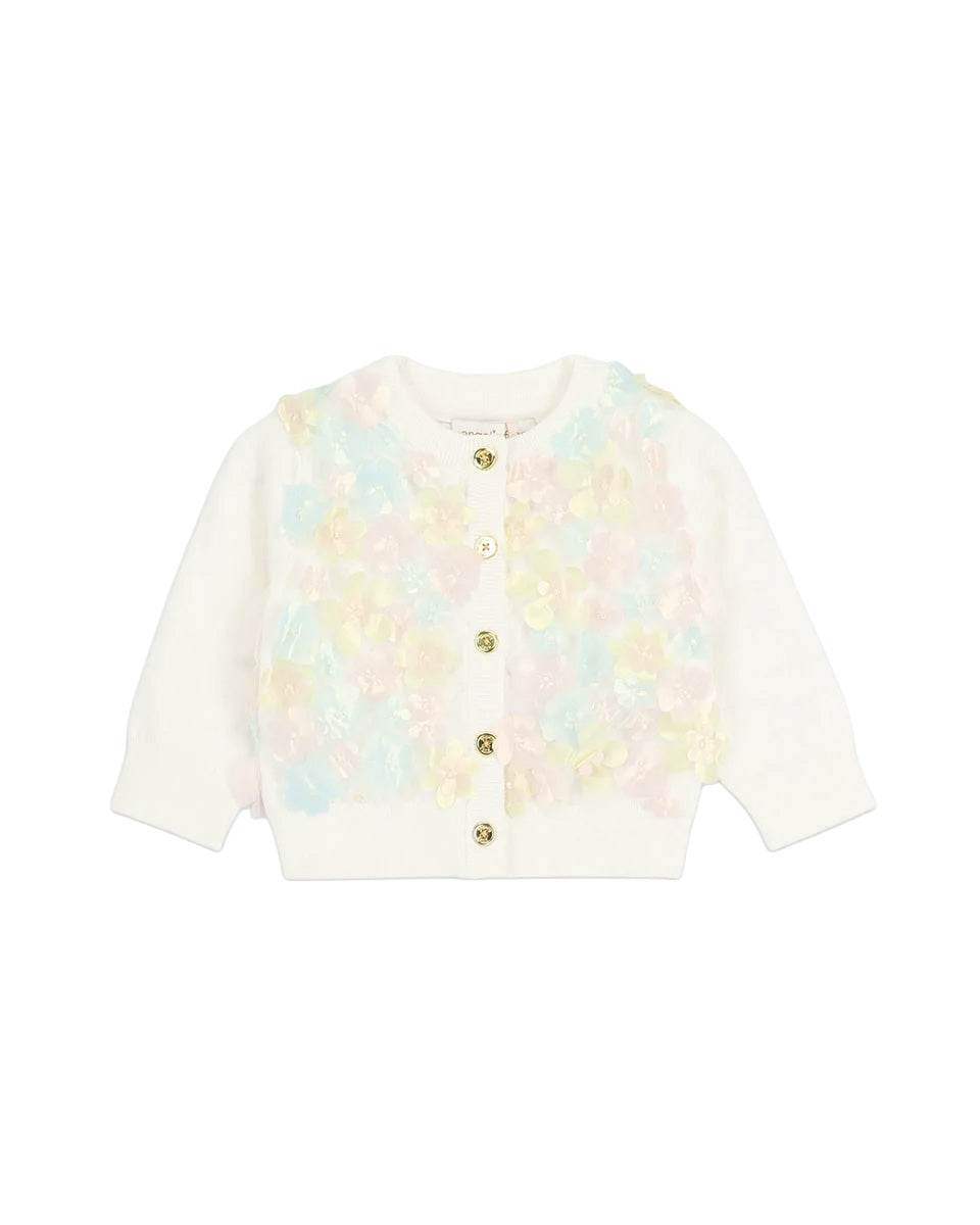 Angel's Face Kids Chris Cardigan Panna con Applicazioni Multicolor per Neonate