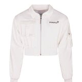 Pinko Kids Bomber Bianco in Raso con Logo