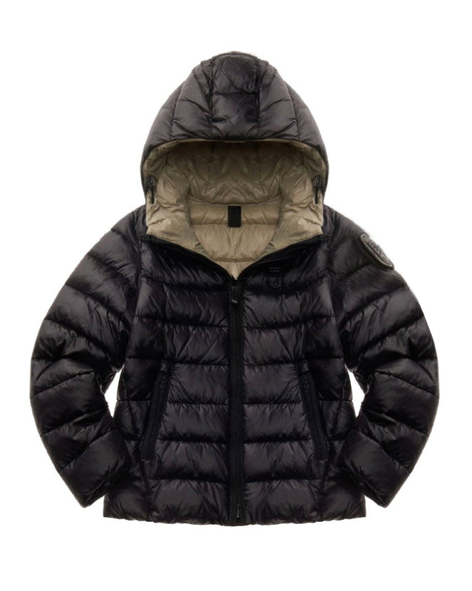 Blauer Kids Giubbino Nero/Beige con Cappuccio Charme junior per Bambine