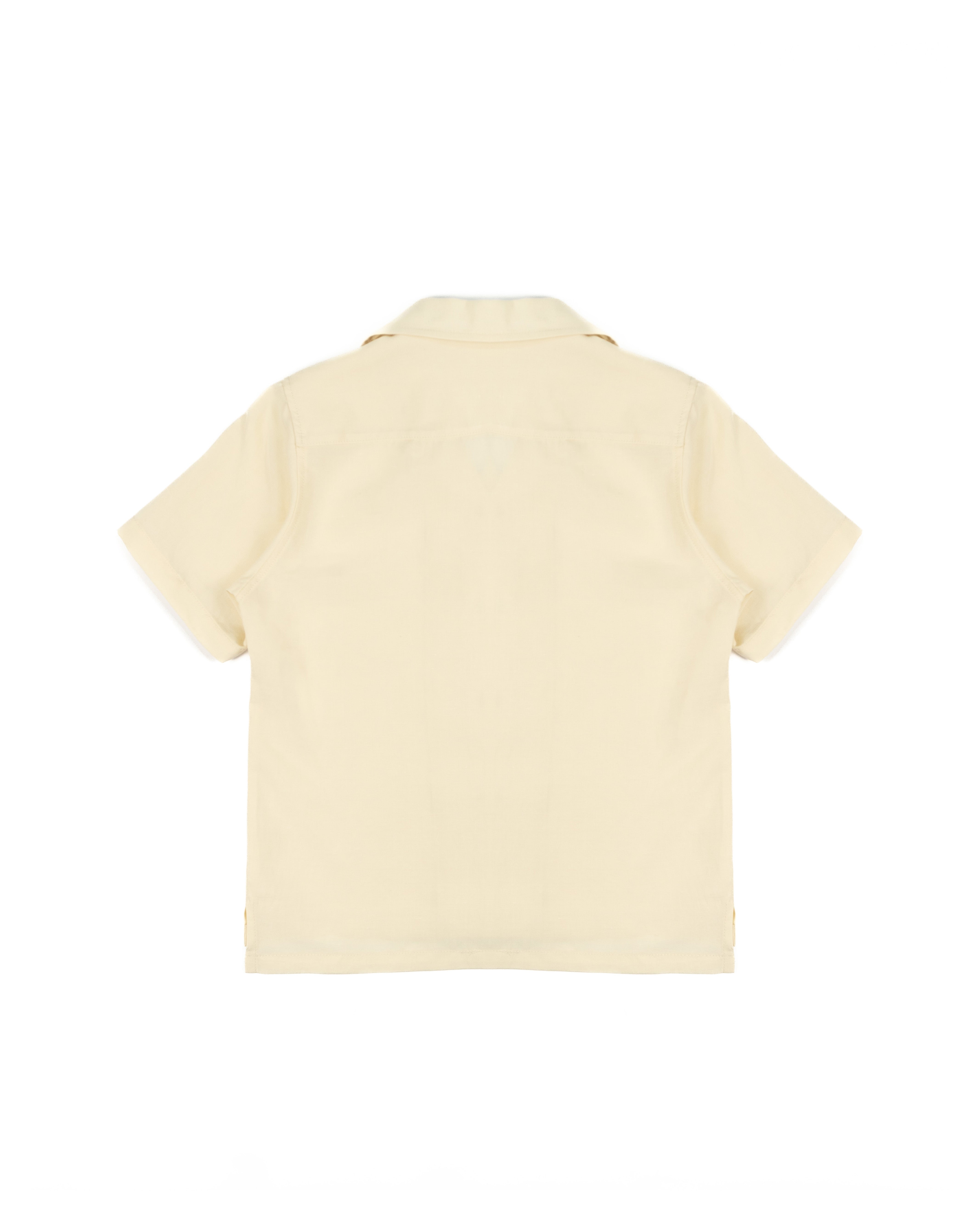 Yes London Kids Camicia Beige Monocolore con Bottoni a Contrasto per Bambini
