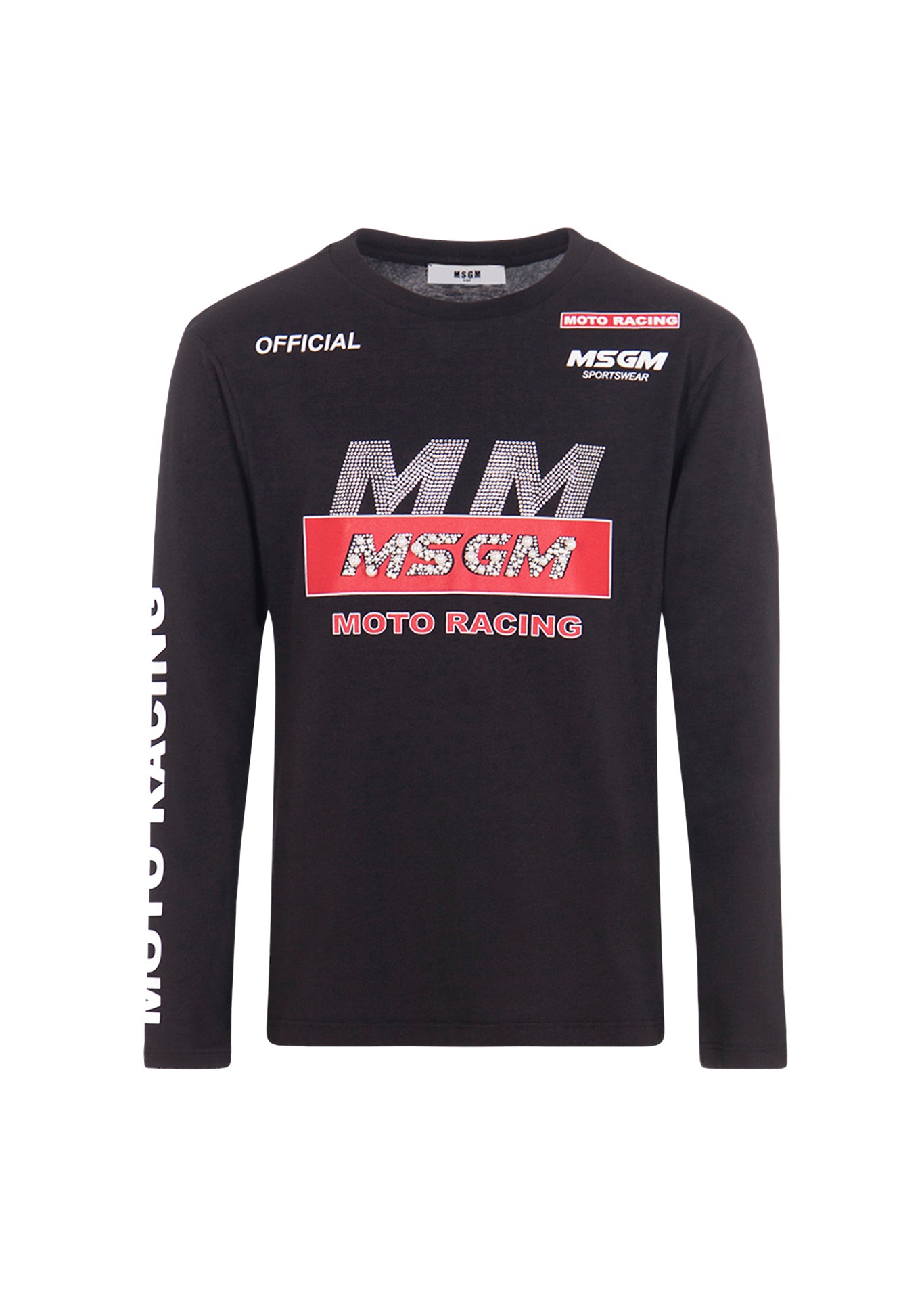 MSGM Kids T-shirt Nera con Logo Race per Bambine