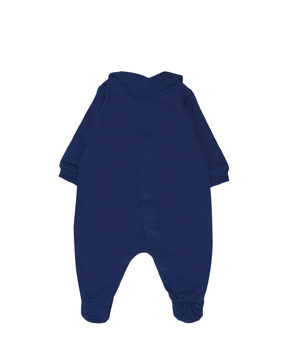 Moschino Kids Tutina con Bavetta e Cappellino Blu navy con Logo per Neonati