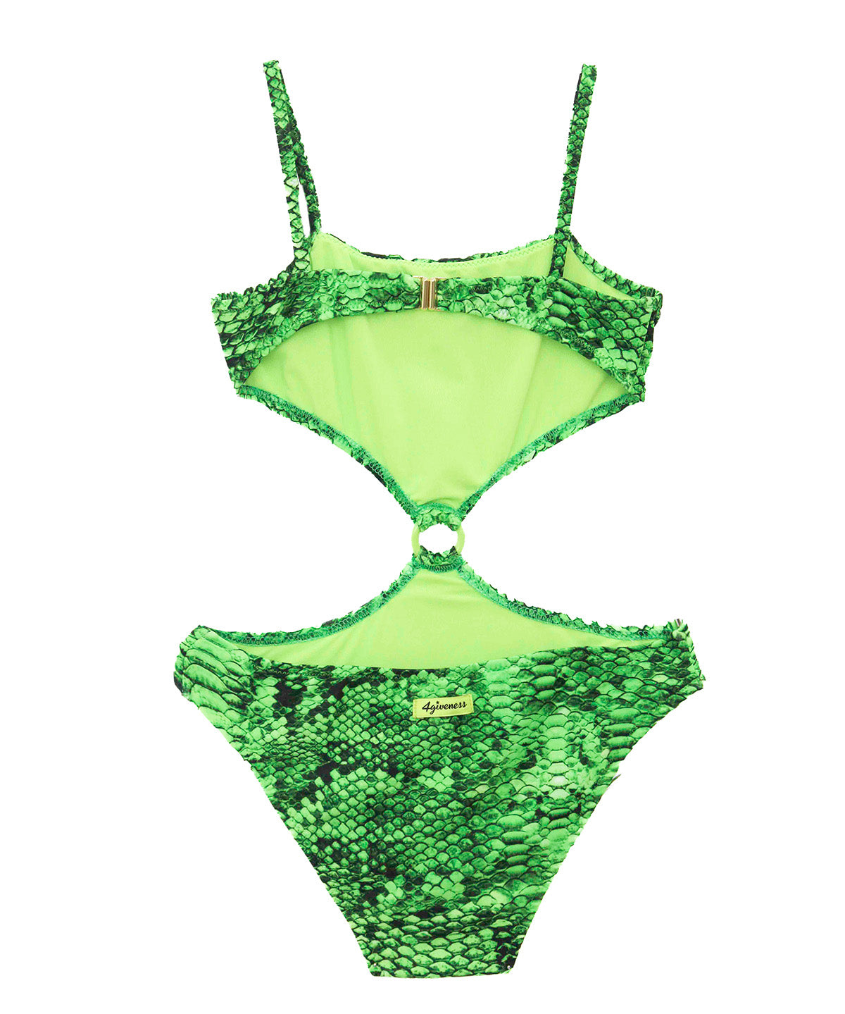 4GIVENESS Costume Monokini Fantasia Rainbow Boa Verde per Bambine (retro)