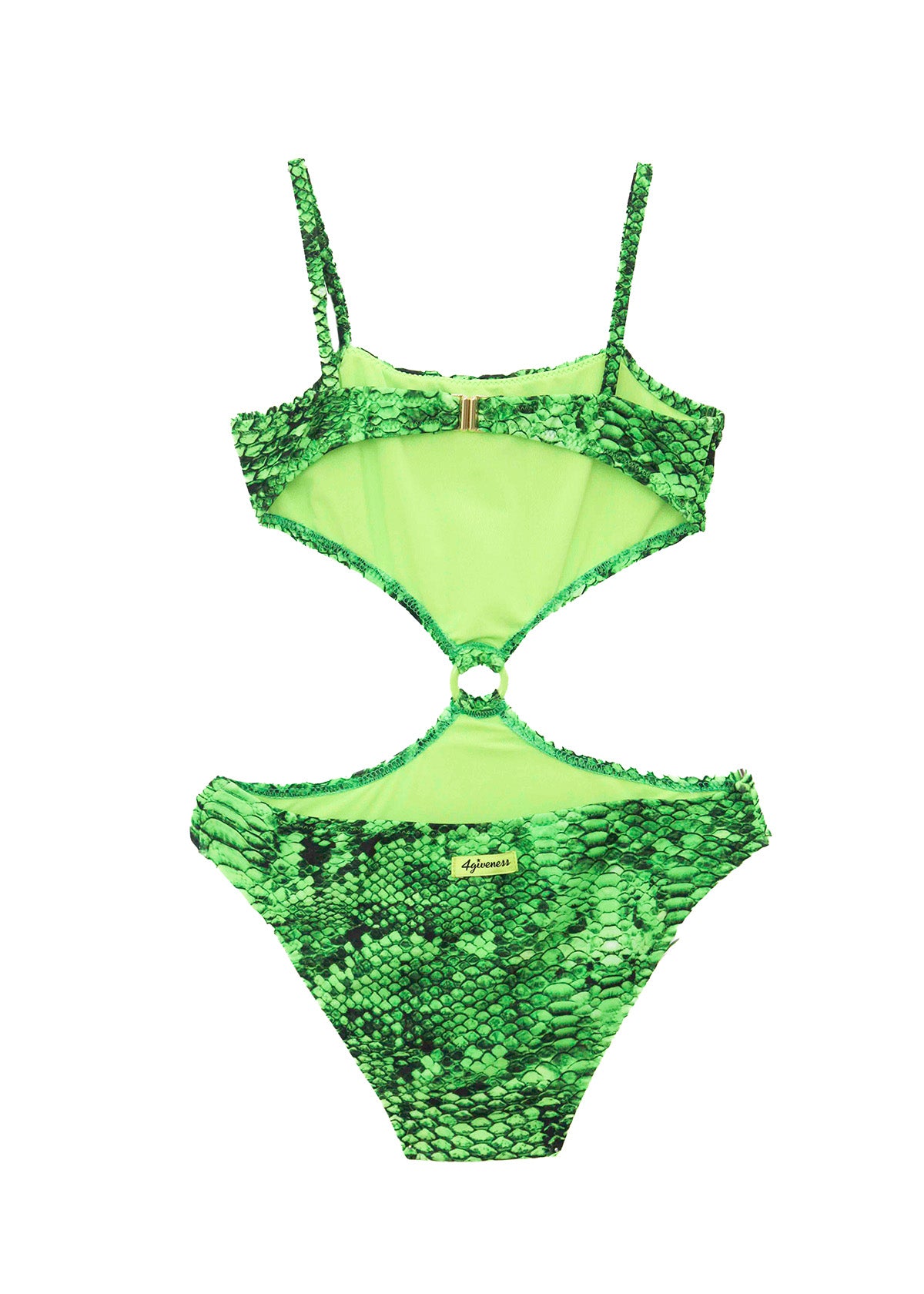 4GIVENESS Costume Monokini Fantasia Rainbow Boa Verde per Bambine (retro)