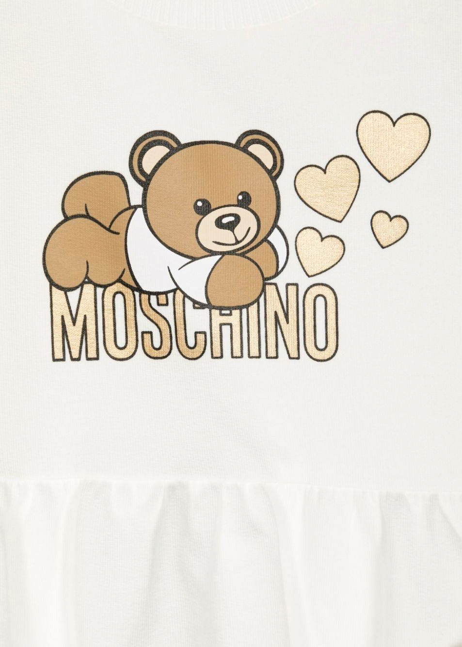 Moschino Kids Abito Panna Svasato con Stampa Teddy Bear per Neonate (dettaglio)