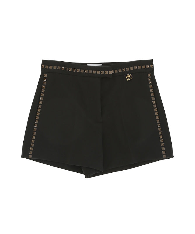 Pinko Kids Shorts in Tela di Lana con Borchie Nero per Bambine