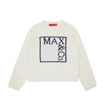 MAX&Co. Kids Maglione Girocollo Panna con Maxi Logo Intarsiato per Bambine