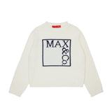 MAX&Co. Kids Maglione Girocollo Panna con Maxi Logo Intarsiato per Bambine